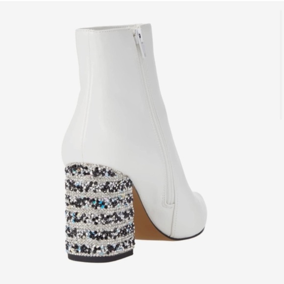 Betsy Johnson white rhinestone heeled booties - Picture 3 of 9